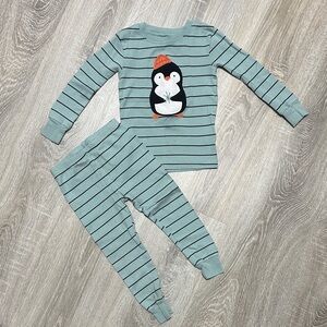 Carter's Green Striped Pajama Set with Penguin